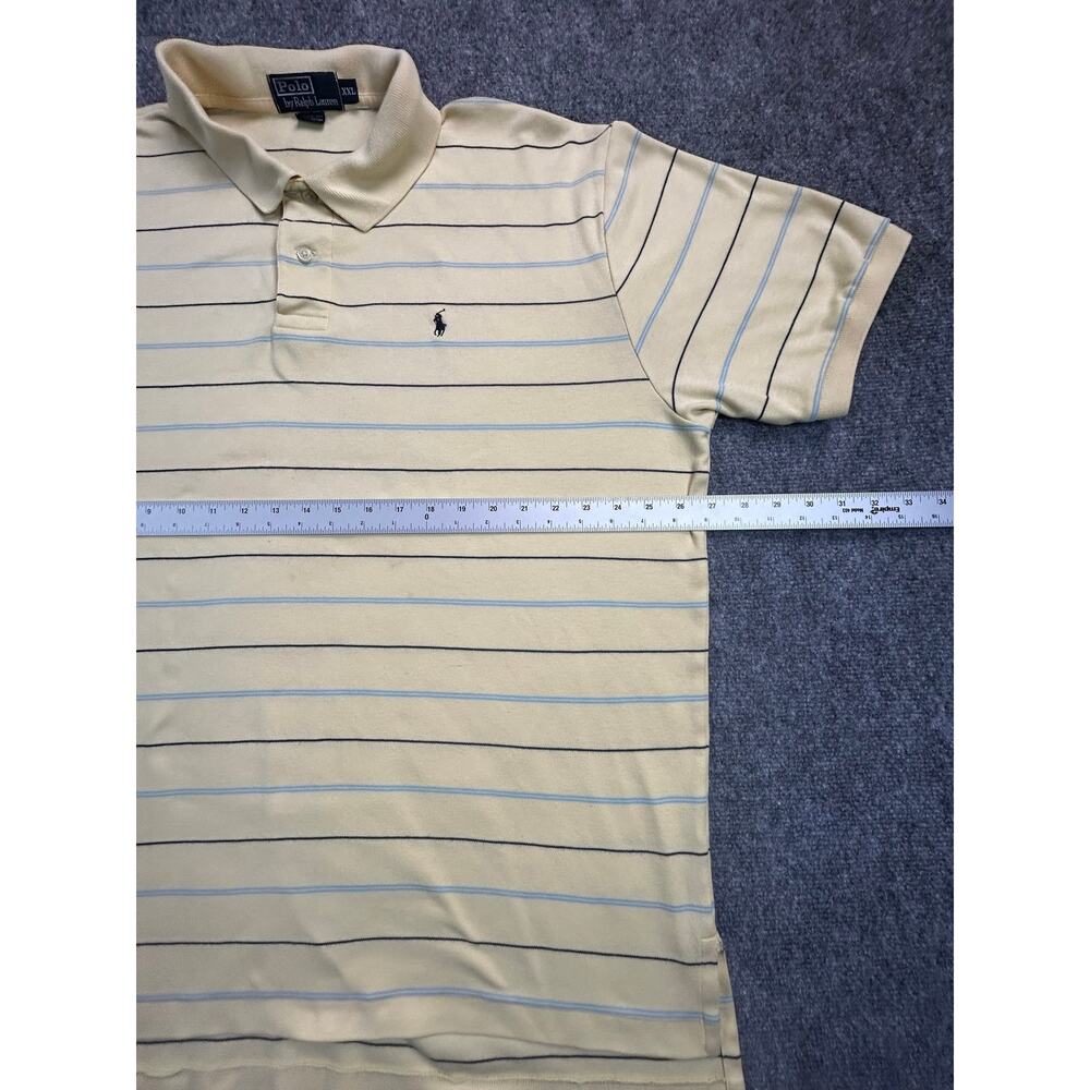 Modern Polo Ralph Lauren Men's XXL Cream Striped Short Sleeve Polo Shirt Cotton - Picture 7 of 7